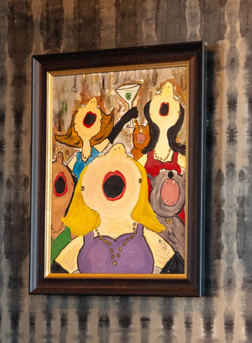 A painting of people with their mouths open