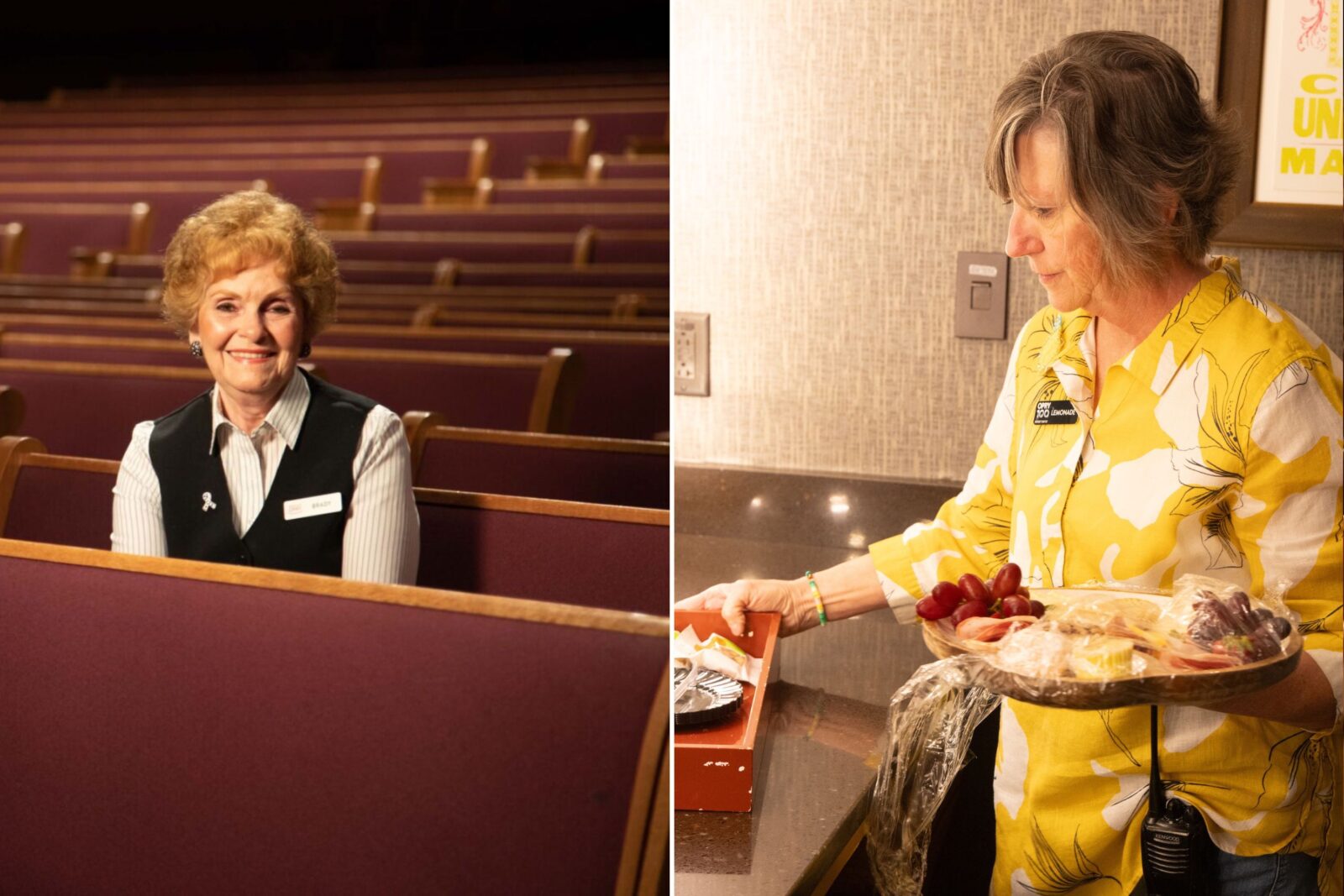 A collage of a portrait of two women at the Opry