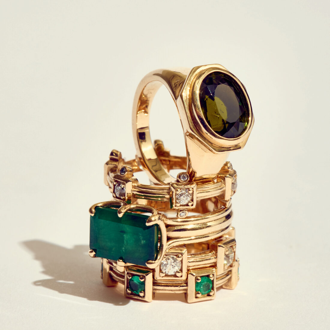 A stack of gold rings