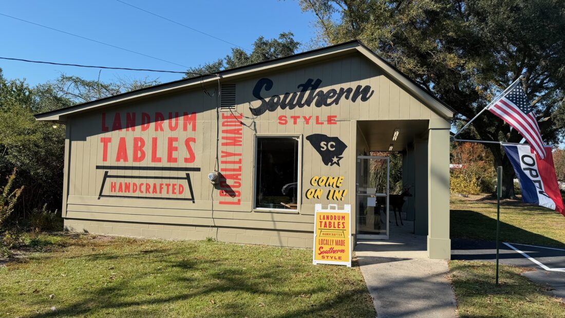 Outside a shop for Landrum Tables